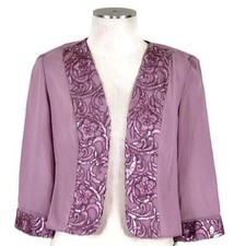 Maya Brooke Dress Jacket Size 8 Sequins Tea Rose Pink Lightweight Sheer Open New