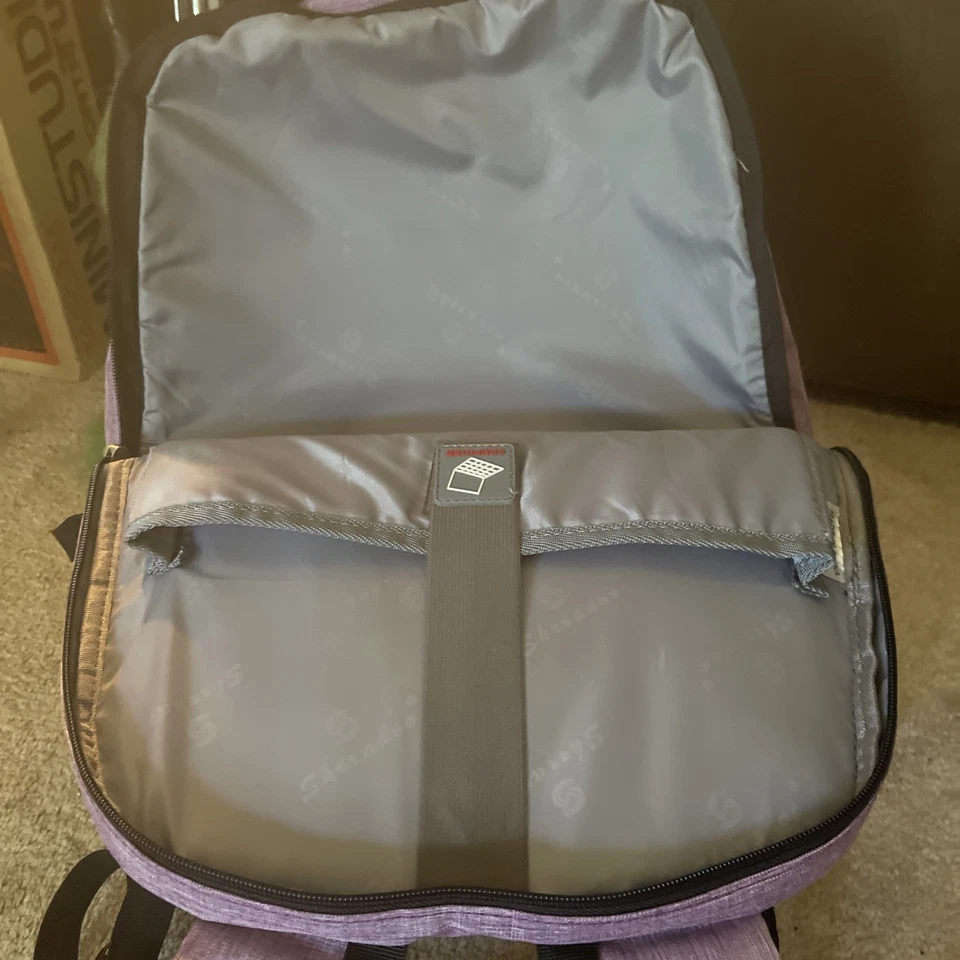 Mochila antirrobo para computadora portátil Shrradoo bolsa para libros de viaje con puerto de carga nueva con etiquetas Foto 3 de 4