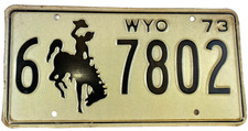 Vintage Wyoming 1973 Auto License Plate 6 7802 Carbon Co Man Cave Pub Wall Decor