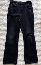 BDG High Rise Stretch Flare Black Jeans Size 31 Distressed