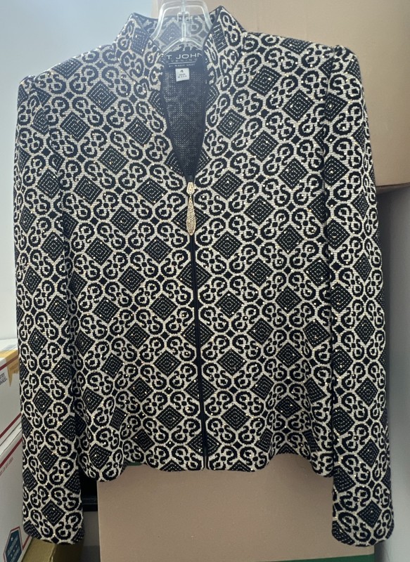 St John Evening Jacket Women’s Black Embellished Size 4