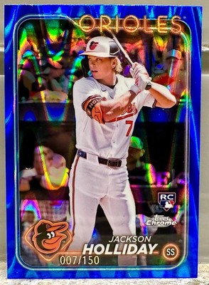 JERSEY NUMBER MATCH! 2024 Topps Chrome Jackson Holliday Blue Wave 7/150! ROOKIE!