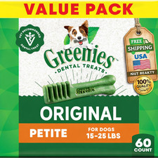 Greenies Original Petite Dental Treats 60 Count  Dogs 15  25 lbs  Free Shipping