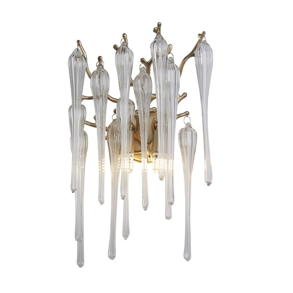 Wandlampe Flur Metall Glas G9 H:42 Cm In Gold 2-Flammig Wandleuchte Wohnzimmer-image