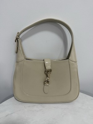 Gucci Jackie 1961 Medium Bag Ivory Patent Leather Gold Hardware - NEW
