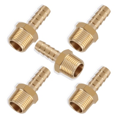 Brass Barb to NPT Male Fitting 5 16 Inch to 3 8 Inch High Pressure Hose Conne...