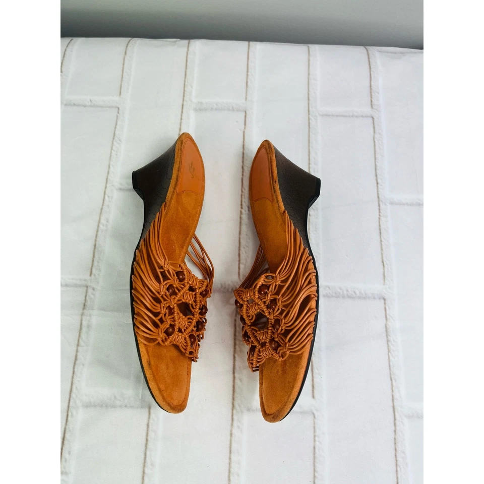 NEW Lifestride Sarita orange strappy wedge heel sandals size 7.5M - Image 4 of 4