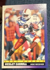 Score 1991 Wesley Carroll Miami Hurricanes #595 Rookie NCAA Football Card. rookie card picture
