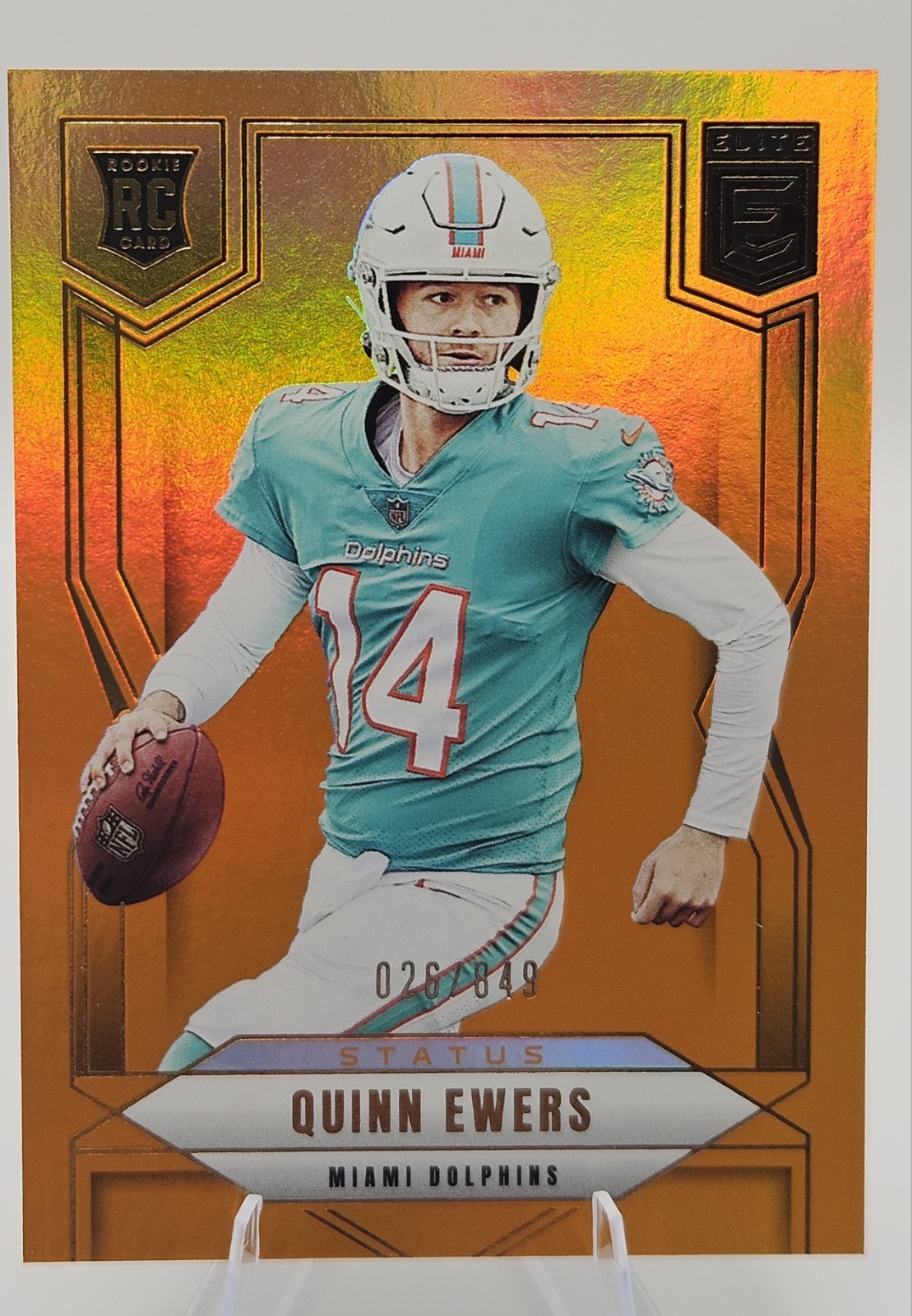 Quinn Ewers 2025 Panini Donruss Elite #116 Orange /199 Rookie RC Miami Dolphins