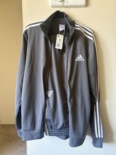 Adidas Mens 3 Stripes Tricot Tracksuit NWT Jacket  Pants Set Gray Multi Sport