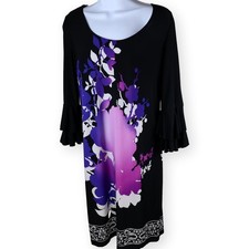 Dress Barn Black Purple Floral 3/4 Sleeve 4