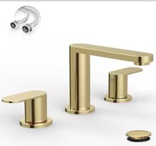 8 in. Widespread 2-Handle Bathroom Faucet W/ Drain Brushed Gold