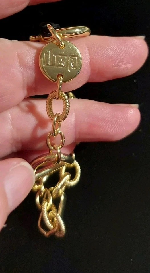 NWT 1 AR Italian Gold 18K Gold Plate Chain Bracelet 7"L Foto 3 de 4