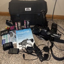 Vintage Sony HandyCam CCD-F35 Video 8 WTH Bag Accessories Parts Only READ