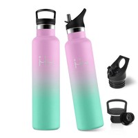Trinkflasche 1L Edelstahl, Isolierflasche Mit Strohhalm, Bpa-Frei, Auslaufsicher