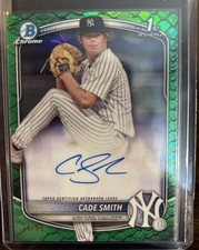 2025 Bowman Chrome Cade Smith 1st Auto Reptilian Green /99 Yankees CPA-CS