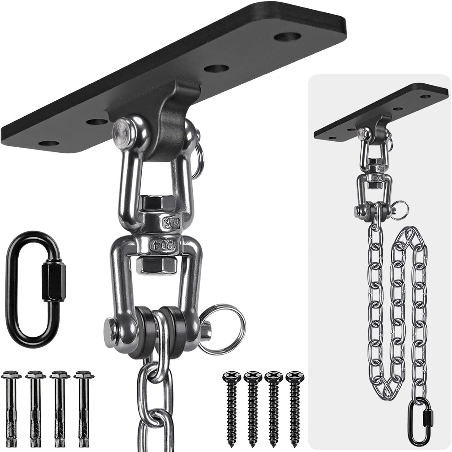 Hanging Kit With Chain, 360&deg; Swing Hanger, 600 Lb Capac