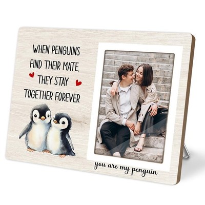 Penguin Photo Frame Gift, Engagement Picture Frame, Wedding Gifts 8X10, White