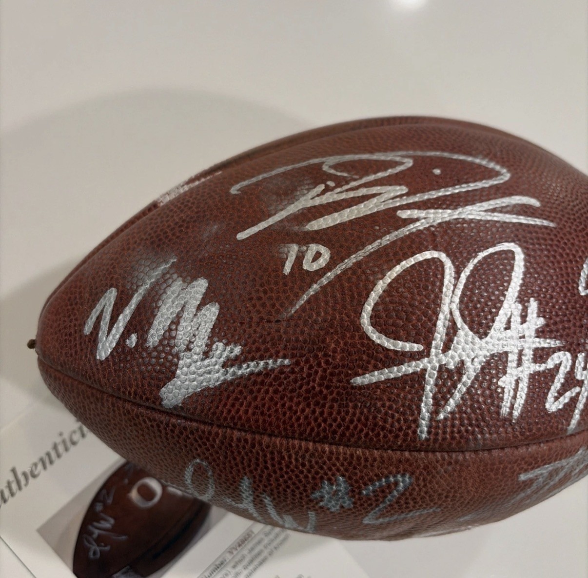 Oregon Ducks Game used 2013 Football Signed Autographed By 8 NFL Guys JSA Auto view 2