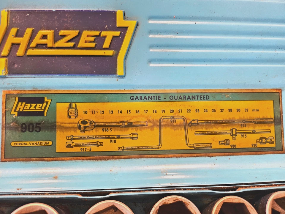 Vintage Hazet 905 Ratchet Socket Set Volkswagen Porsche Chrom Vanadium Germany - Image 2 of 4