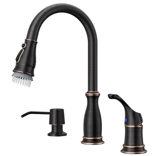  3 Hole Kitchen Faucet, Bronze Oil Rubbed Bronze 2 or 3-hole sink faucet