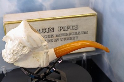 Cleaned- STUNNING Ihsan GIRGIN Block Meerschaum Face Pipe From Turkey