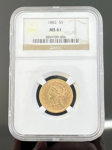1882 $5 Gold Liberty Head MS61 NGC
