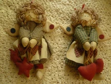 2 Vintage Country Folkart Cloth Dolls