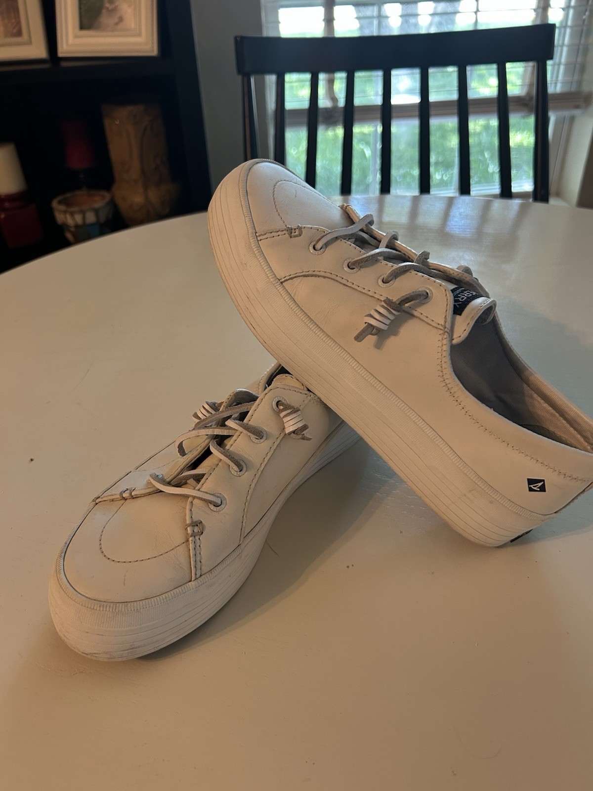 Sperry Crest Vibe White Leather Casual Sneakers Top-Siders Women's 9