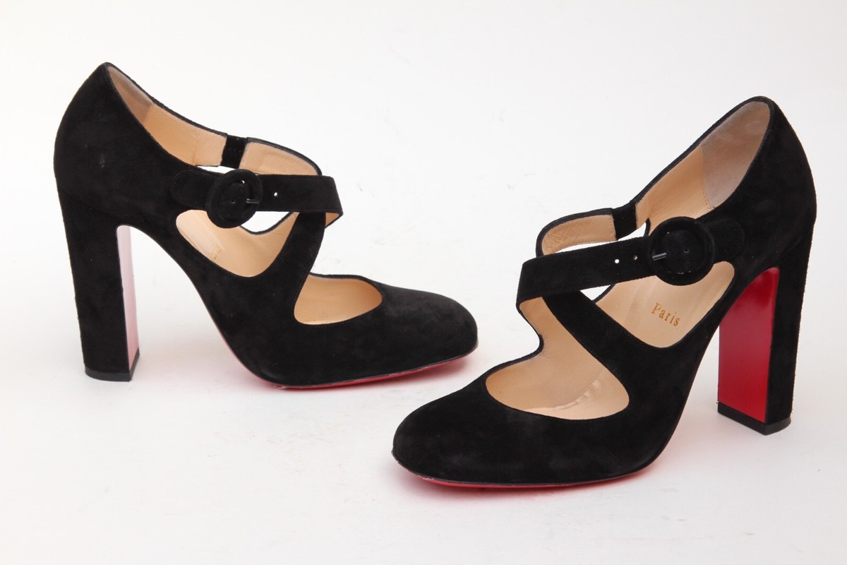 Christian Louboutin Miss Ellen Block Heel Suede Size 38.5/ US 8.5 