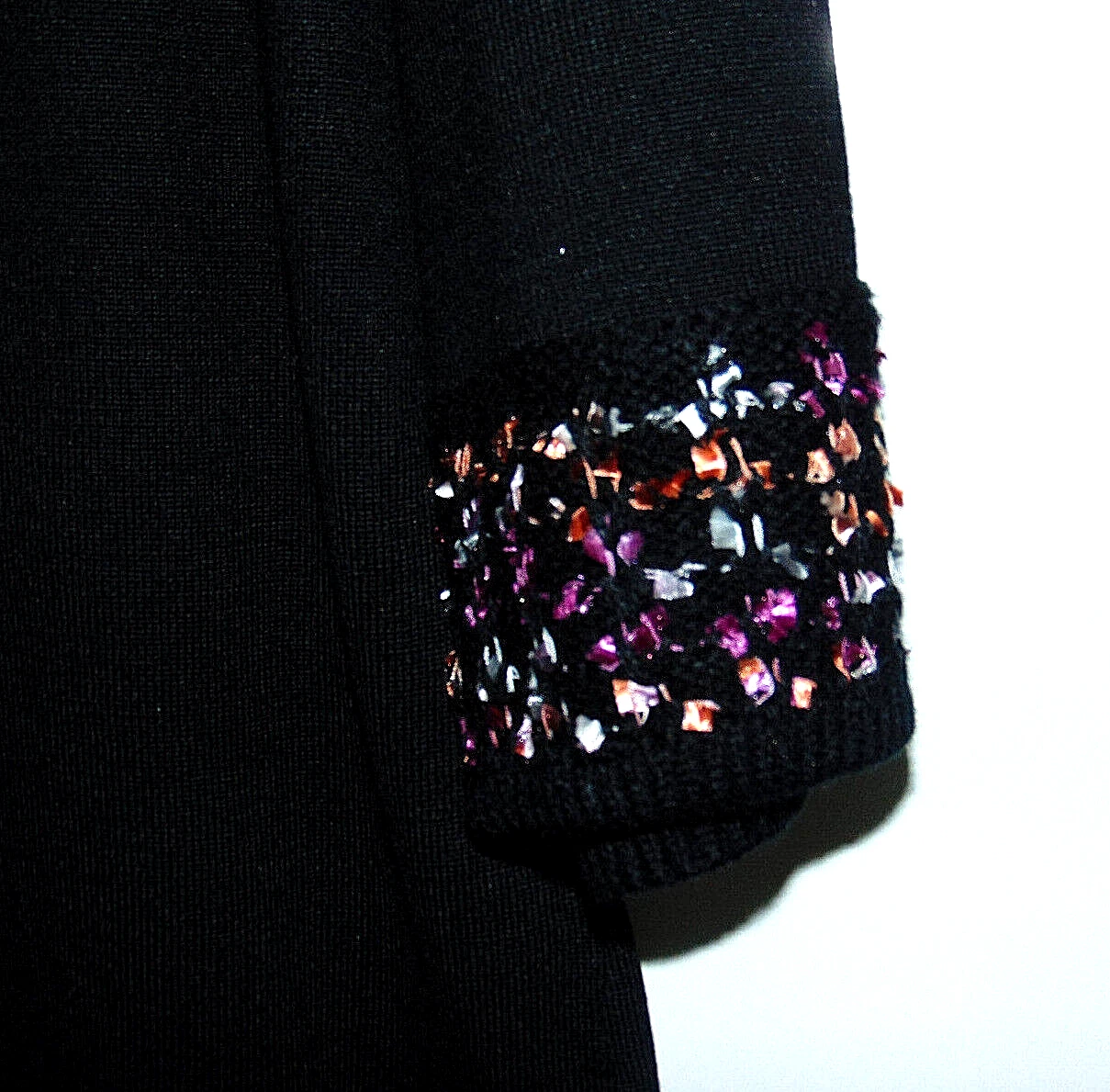 VETEMENTS Maglione donna vestito XL nero multi manica 3 4 ripiega sopra collo spense