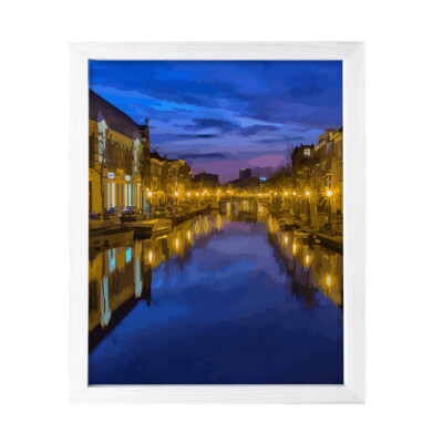 Designs ByLITA Misty Moonlit Canal, Wall Print Art | Old Masterpieces