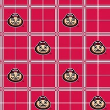 Flannel College Ohio State University Plaid Flannel Fabric Print BTY D286.25