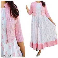 Pink Ethnic Kurti Women's Beautiful Beautiful Color Long Kurti Indian Wedding