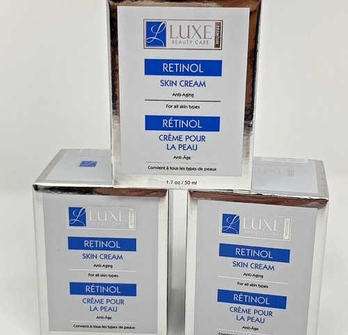 Luxe Beauty Care Retinol Skin Cream Anti Aging Wrinkles All Skin Types 1.7oz ea