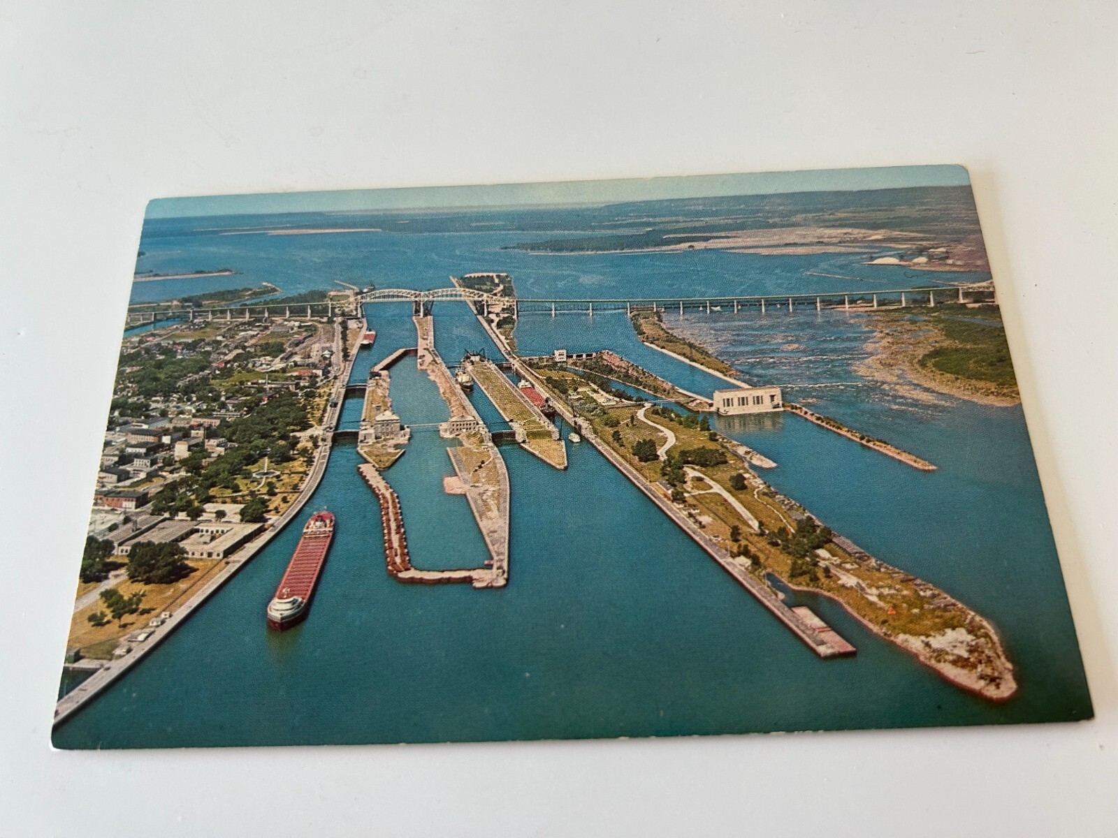 Aerial View of the Soo Locks Sault Ste Marie Michigan Postcard eBay