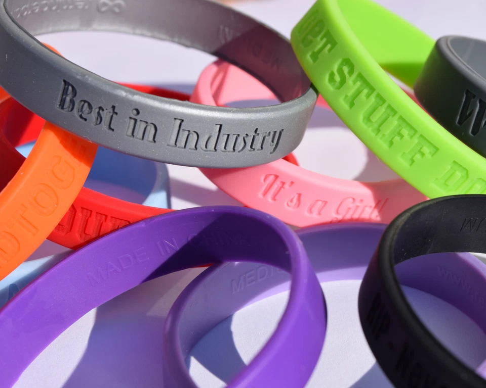 Classic Custom Debossed Silicone Wristbands - Personalized Rubber Bracelets - Image 2 of 4
