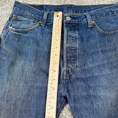 Levis 501 Jeans Mens 34x30 (34x28) Blue Dark Wash Denim Pant Button Fly Boot - Picture 9 of 11