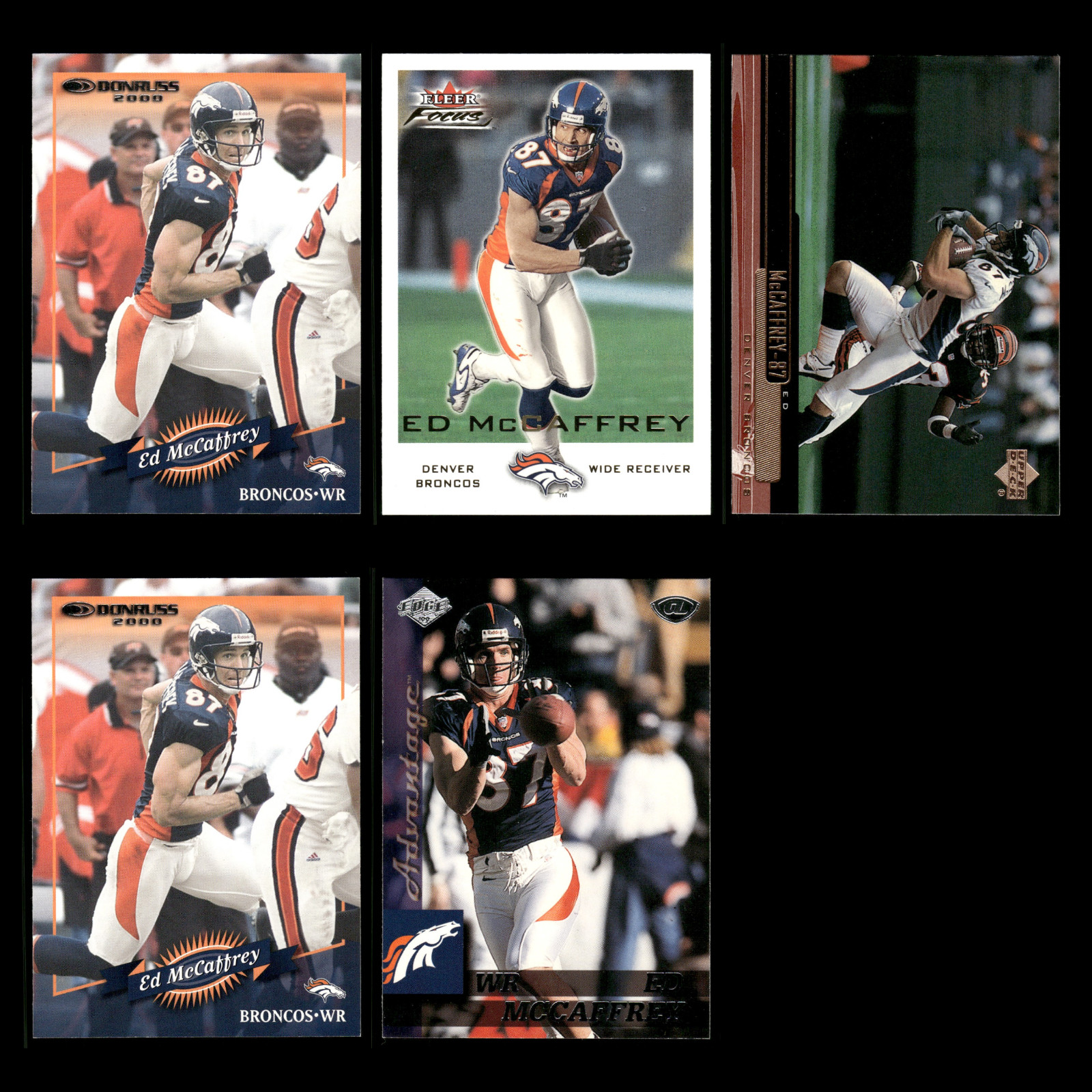 Ed McCaffrey Lot 5 Football Cards 2000 Donruss Denver Broncos Set Collection NFL