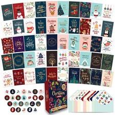 100 Pack Boxed Christmas Cards with Envelopes  Stickers, 100 Unique Designs ...