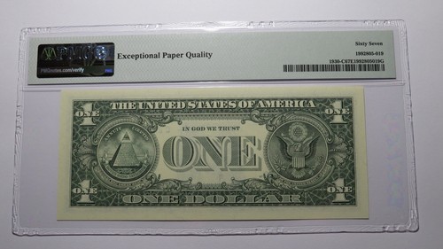 $1 2003 Radar Serial Number Federal Reserve Currency Bank Note Bill PMG UNC67EPQ - Picture 3 of 3