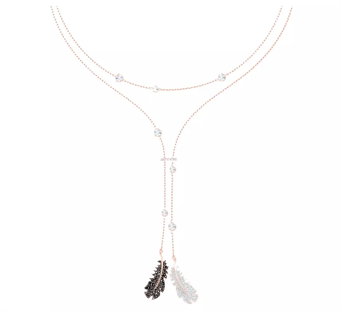 Swarovski NAUGHTY NECKLACE Double Wrap Feather Rose Gold 5495290 New