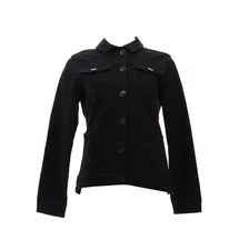 DG2 Diane Gilman Virtual Stretch Patch Pocket Denim Jacket Black M NEW (375)