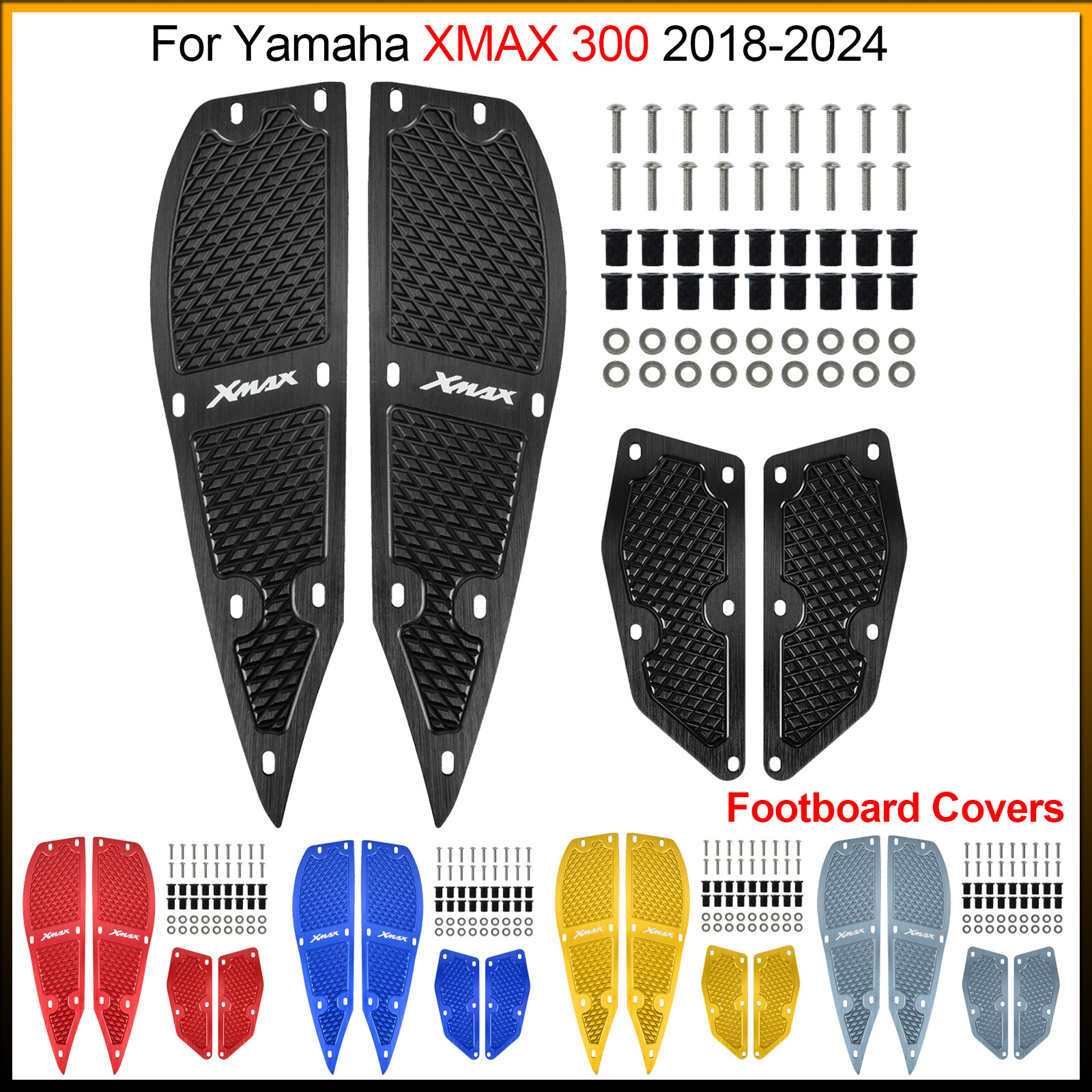 1 Pair Footboard Covers with Mounting Accessories For Yamaha XMAX 300 2018-2024