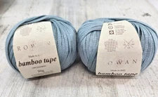 Rowan Bamboo Tape Yarn Wedgwood Shade 707 Matching dye Lot 50 grams Each