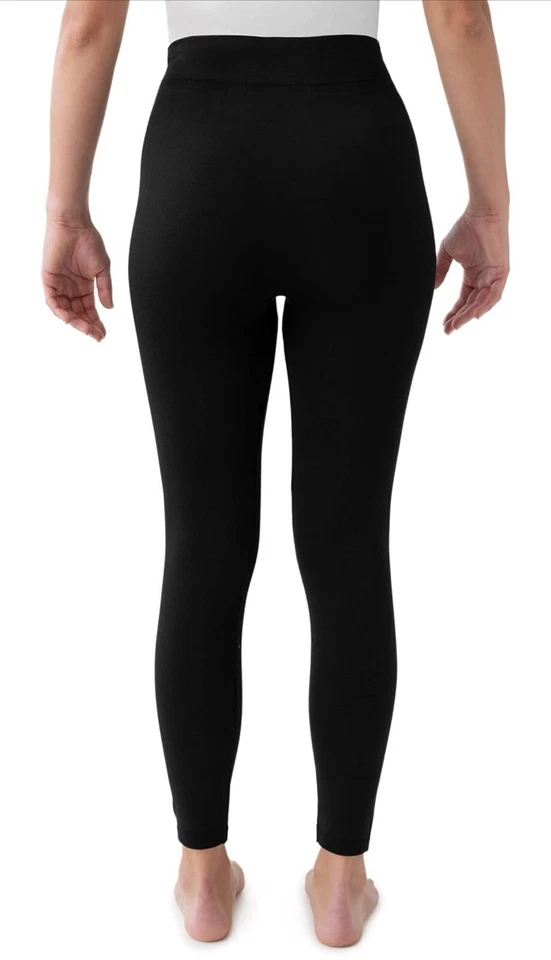 MUK LUKS LEGGINGS Size S / M BLACK Womens Fleece Lined 1 PAIR - Image 2 of 4