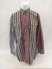 Panhandle Slim Mens Red Black Orange Striped Long Sleeve Rodeo Shirt 17 - 35