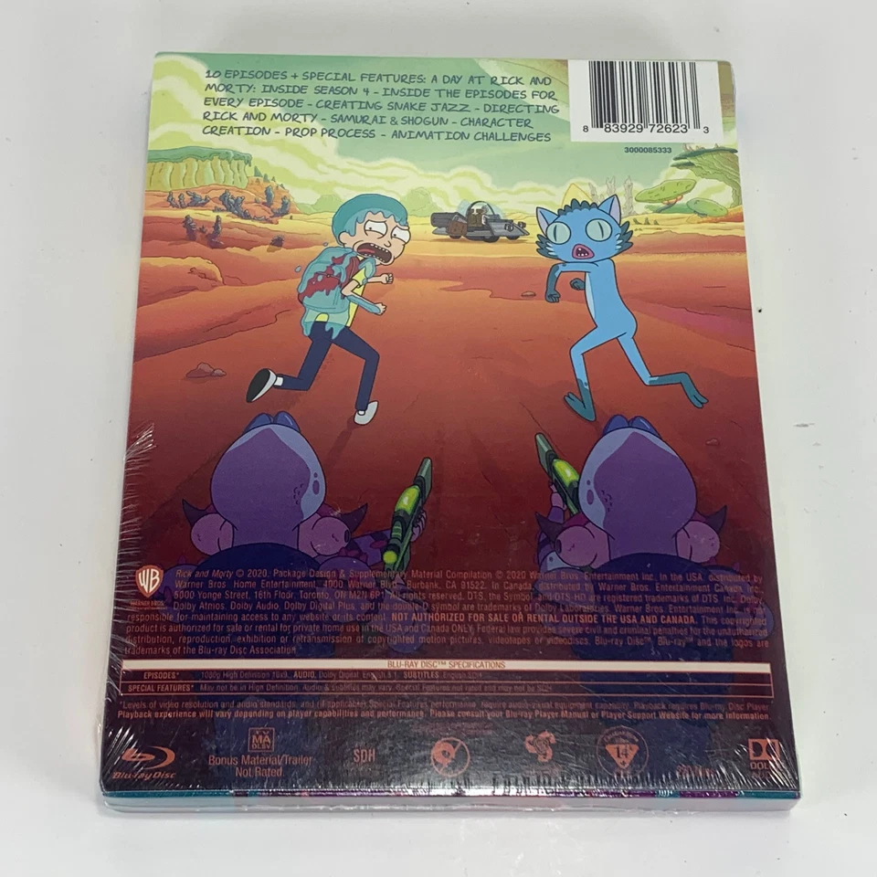 Rick and Morty Season 4 Blu ray Adult Swim Factory Sealed Animated Cartoon - Image 3 of 4