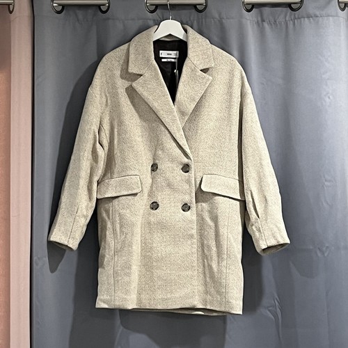 Mango Herringbone Double-breasted Coat NWT
