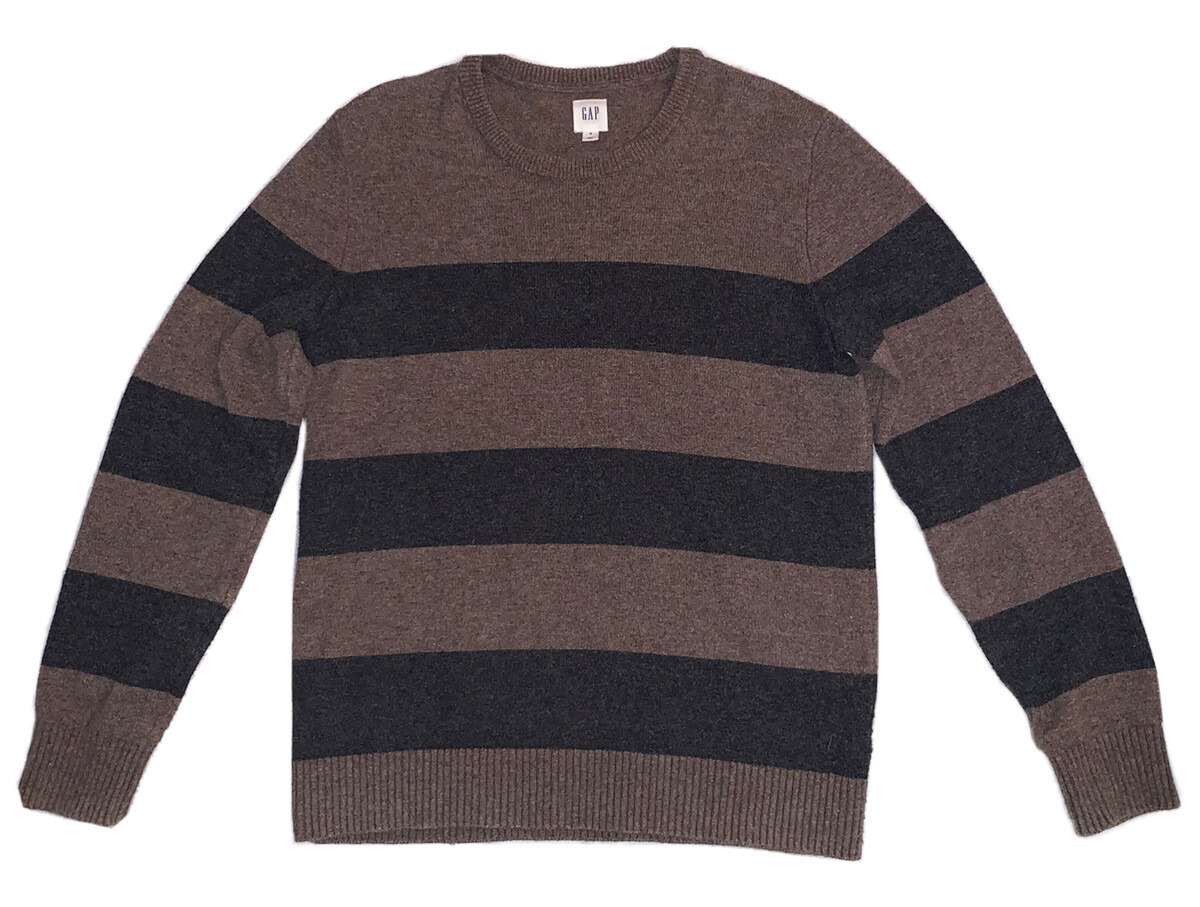 Gap Merino Wool Sweater Men's Medium Striped Brown Winter Long Sleeve  Crewneck | eBay